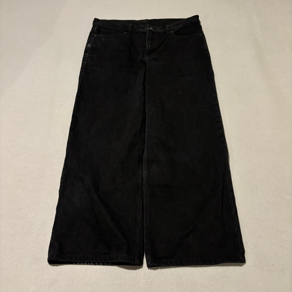 Uniqlo Jeans Mens Wide Leg 28x31 Baggy Denim Pants Washed Black Skater